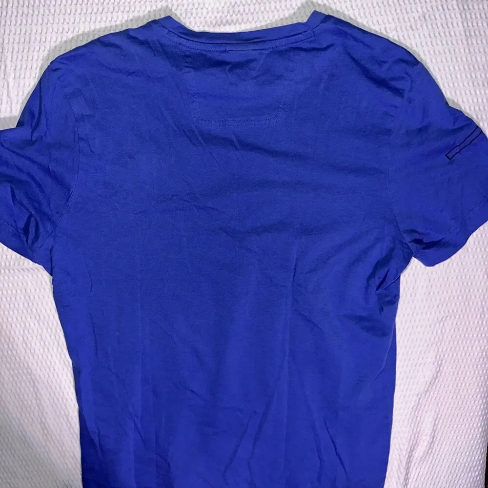 Hugo Boss Blue Logo Stripe Crew Neck T-Shirt Mens Small cotton
